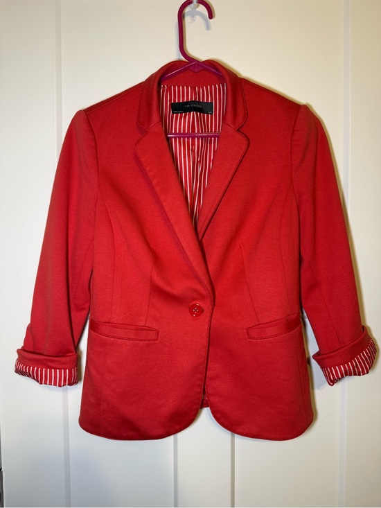 The Limited Jackets & Blazers - The Limited Orange Women's Single-Button Blazer with Striped Lining